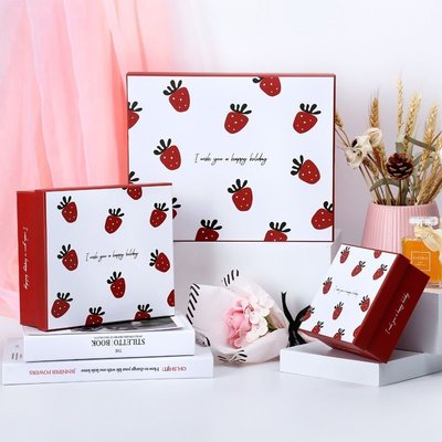 禮物盒時尚草莓禮盒大號ins風禮品盒禮品包裝盒空盒~特價