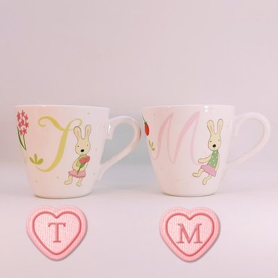 日本商品le Sucre法國兔春季限定英文字母系列陶瓷水杯馬克杯日本製