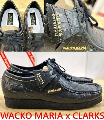 BLACK全新WACKO MARIA x CLARKS小牛皮Wallabee袋鼠鞋 (蜥蜴皮/蛇皮/鱷魚皮)