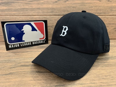 DIBO~創信正品 MLB 棒球帽 棉質 老帽 鴨舌帽 BOSTON 紅襪隊 電繡小標 黑色-男生女生 可調式