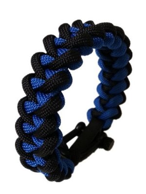 『Paracord mix』 U型扣魚骨編織傘繩手環 黑藍