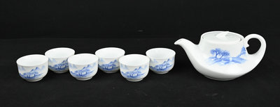 《玖隆蕭松和 挖寶網T》B倉 金門陶瓷 茶壺 茶杯 茶具 共 7入 (09345)