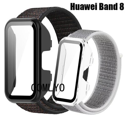 適用 華為手環 8 錶帶 Huawei band 8 保護殼 全覆蓋外殼 一體殼 尼龍回環柔軟腕帶 屏幕膜 保護膜