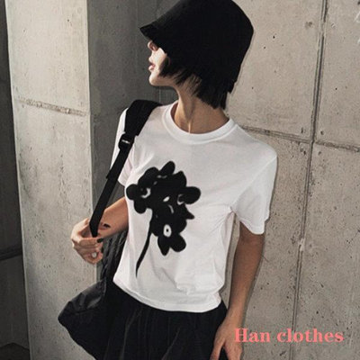 韓衣角．han clothes．可愛心情花朵印花圓領TEE