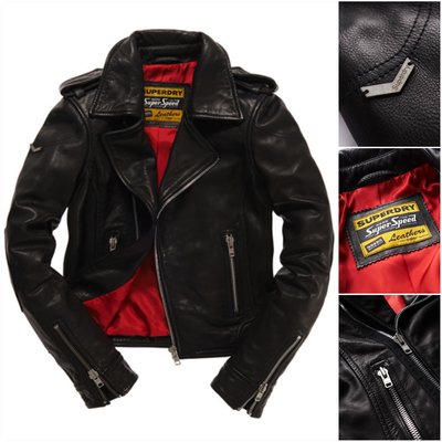 極度乾燥 Superdry Premium Biker Leather Jacket 高價款 騎士 合身 真皮 皮衣 外套 XS現貨 zara muubaa