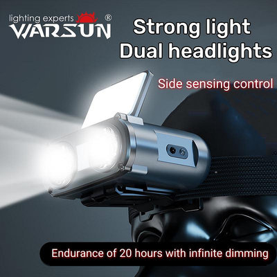 Warsun OWL Led 頭燈 - 帶運動傳感器的超亮可充電頭燈,非常適合夜間釣魚、狩獵、露營