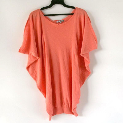 1911品牌abito亮粉橘短袖蝙蝠袖毛衣針織衫