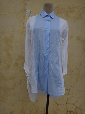 jacob00765100 ~ 正品 GAP 藍白色 七分袖長版造型襯衫 Size: M