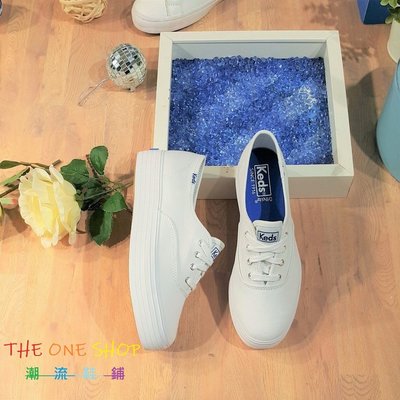 Keds TRIPLE 經典款 小白鞋 白色 全白 厚底 3公分 增高 基本款 帆布 藍標 帆布鞋 WF49946