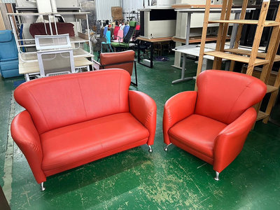 吉田二手傢俱❤紅色皮1+2沙發組 客廳沙發 單人沙發 雙人沙發 皮沙發 會客沙發 辦公室沙發 套房沙發 臥室沙發 主人椅