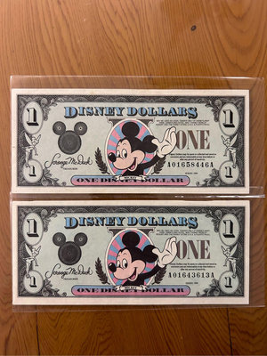【晶晶收藏】全新 美國 絕版 1元 迪士尼樂園 使用美金 美元 1994年 AA字冠 精美收藏 含封套