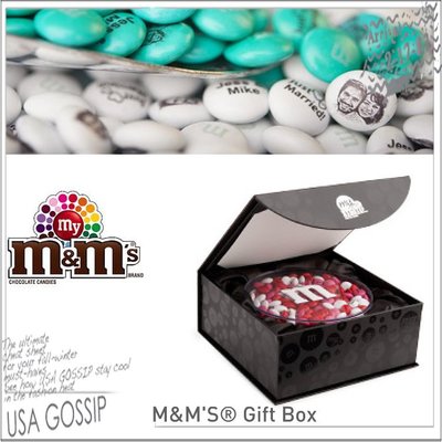 ㊣ 美國八卦小報 ㊣ 個人客製化相片訂做M&amp;M巧克力 緞帶黑禮盒包裝~結婚,生日,告白, 紀念日