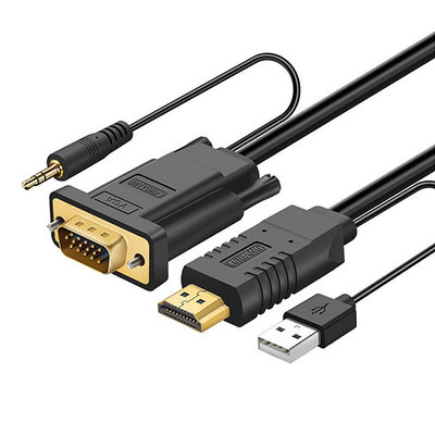 【易控王】1~20米 HDMI轉VGA轉接線 帶3.5mm音訊線 1080P 雙螢幕 多層保護(30-287-01)