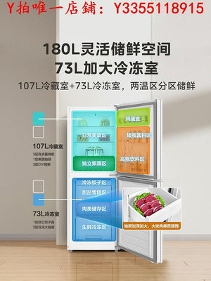 冰箱美的189雙門冰箱小 小型家用節能省電宿舍出租房用兩門超薄款白色冰櫃