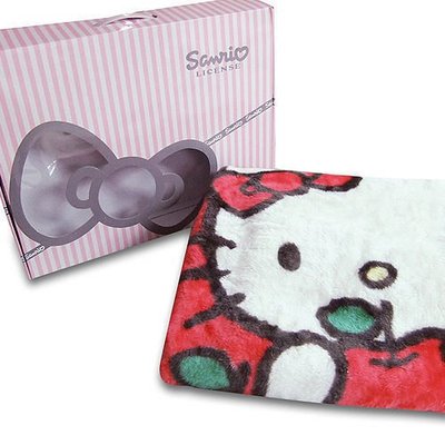 GIFT41 Hello Kitty 100%日本超細纖維壓克力毯 100*140CM 禮盒裝 可當彌月禮 蘋果舒眠童毯