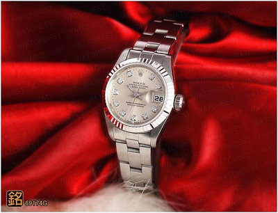 大銘腕錶 二手極新品 勞力士 ROLEX 蠔式女錶 69174 銀白時鑽面 26MM RX254432