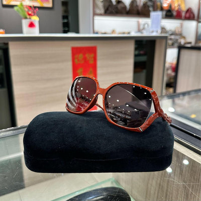 ⭐️ 香榭屋精品店 ⭐️ GUCCI 磚紅色竹節造型膠框墨鏡 太陽眼鏡 (XC0995)