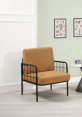 【藝坊現代傢俱】QM 287 (黃/灰)高級絨布單人沙發椅 可拆洗 貴賓椅 單人椅 洽談椅 餐廳 特色椅 設計款餐椅
