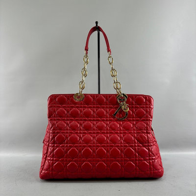 Dior M0958 LADY BOOKTOTE 桃紅羊皮 金釦 黛妃 肩背包 購物包 托特包