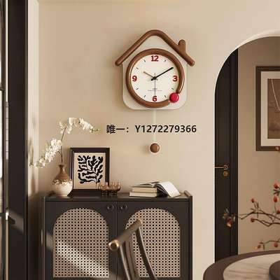時鐘擺件美世達奶油風免打孔掛鐘客廳新款家用復古鐘表創意掛墻時鐘家居時鐘
