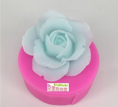 幸運草樂園/中號-3D立體玫瑰花朵造型  矽膠模具/翻糖矽膠模/巧克力蛋糕裝飾矽膠模具/手工皂模