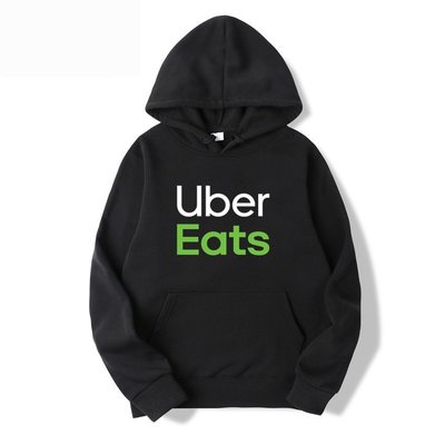 SUMEA Uber Eats加絨連帽T男士時尚休閒圓領寬鬆運動衫