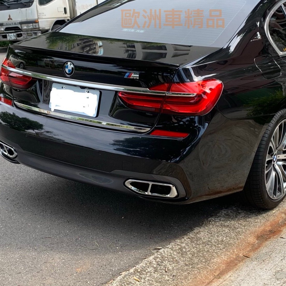 歐洲車精品bmw G11 G12 M Tech 不鏽鋼鋼琴烤漆黑汰黑4出尾飾管尾管另有尾翼後視鏡 Yahoo奇摩拍賣