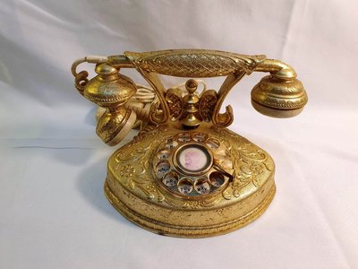 { Ruminant 慕茗萊 } 巴洛克精緻小型古董轉盤式金色老電話
