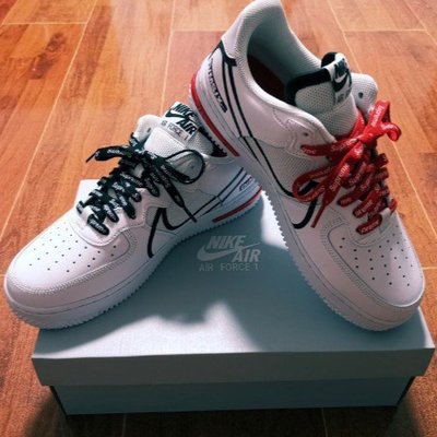 【正品】耐克Nike Air Force 1 React 白紅 休閒板 籃球 現貨 黑鉤板 CD4366-100慢跑鞋