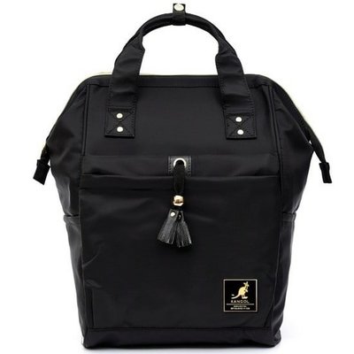 【AYW】KANGOL LOGO BAG BACKPACK 英國品牌袋鼠 黑色 輕量尼龍後背包 雙肩包 書包 外出包
