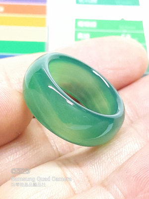 柒零陸晶品//天然高品質綠玉髓瑪瑙寬版戒指(1508)一元起標無底價