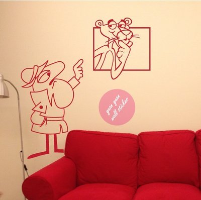 【源遠】頑皮豹與警探 Pink Panther【CT-08】壁貼 壁紙 室內設計 民宿 車身貼紙 大型貼紙