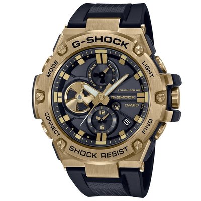 【CASIO G-SHOCK】(公司貨) GST-B100GB-1A9 藍牙太陽能錶 採用流行的黑與金配色元素