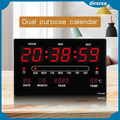 數字時鐘, 大型 LED 字顯示數字掛鐘 ,12 / 14H 數字鬧鐘, 帶日期和日期, 室內溫度, 家庭, 辦公室貪睡-慧友芊家居