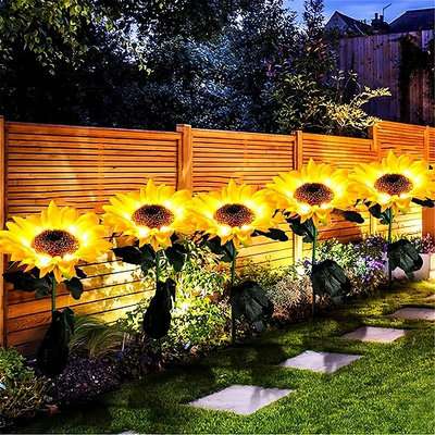 2 件/4 件太陽能燈,升級太陽能向日葵燈,太陽能燈自動開/關太陽能裝飾燈,適用於花園、露台、後院、陽台、派對、婚禮裝飾