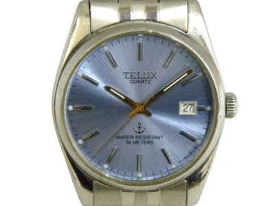 [專業模型] 石英錶 [TELUX 250108M-B] 鐵力士 不銹鋼時尚錶[藍色面+日期]中性錶/軍錶