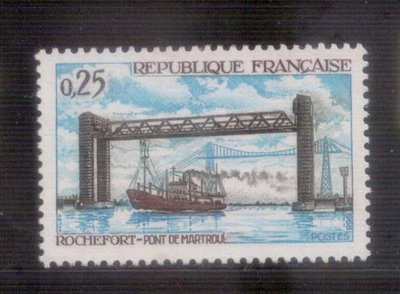 【珠璣園】F6812  法國郵票 - 1968年 羅什福爾的瑪特魯橋 1全