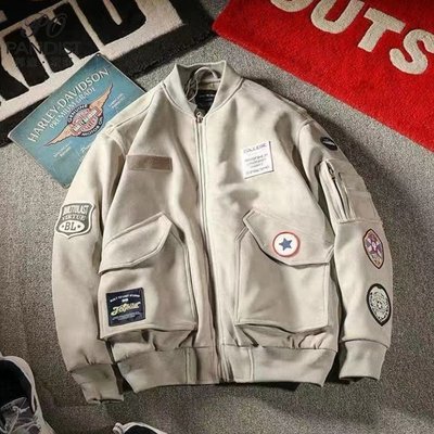 邦迪斯頓秋季新款潮牌MA1空軍飛行員夾克棒球服潮流徽章工裝外套-特價