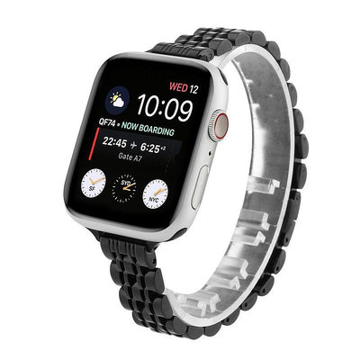 適用apple watch 6/5 44mm女款不銹鋼七珠表帶蘋果小蠻腰修身鋼帶