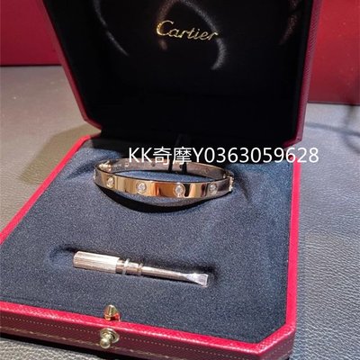 KK二手真品 Cartier 卡地亞 Love 手鐲 10顆鑽石 18K玫瑰金寬版手環 B6070217