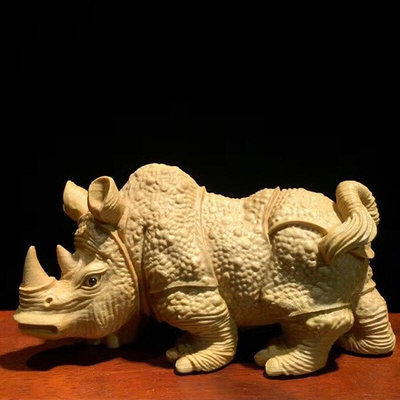 小葉黃楊木犀牛 家居擺飾擺件 雕刻木雕工藝品  廠家供應