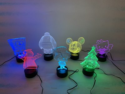 【彩妝大師】LED小夜燈/3D視覺設計氣氛燈。7色變化8種模式 可愛卡通3D圖樣 聖誕禮物 交換禮物