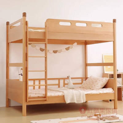 [紅蘋果傢俱] 櫸木系列 MLWH-G83 雙層床 上下床 櫸木床架 實木床架 特價床架 爬梯床 北歐風