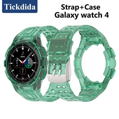 透明冰川錶帶, 適用於 Samsung Galaxy Watch 4 Classic 46mm 44mm 矽膠錶帶 +