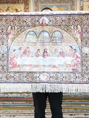 米可家飾~天匠90x70cm手工真絲波斯地毯手工土耳其家用地毯客廳臥室地毯地毯手工地毯