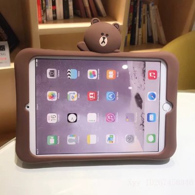 gaming微小配件-棕布朗熊iPad8保護套卡通矽膠保護殼ipad2/3/4殼軟air3 mini 34適用iPad 9.7 2018皮套-gm