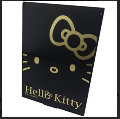 ❤Lika小舖❤全新現貨日本製 正版Hello Kitty 隨身鏡 立鏡 黑色底 化妝鏡子 桌鏡