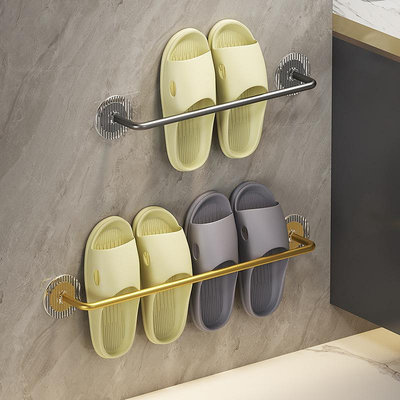 浴室拖鞋架免打孔鞋子毛巾收納架門后拖鞋掛桿架壁掛式瀝水置物架