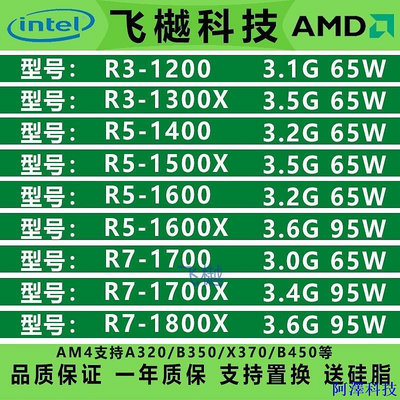 安東科技【現貨 特價促銷】AMD銳龍 R3 1200 1300X R5 1400 1500X 1600X R7 1700X 18