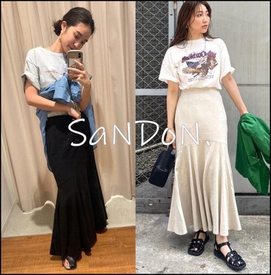 SaNDoN x『UNGRID』夏季新品 棉麻設計拼接魚尾裙襬長裙 SLY 220503